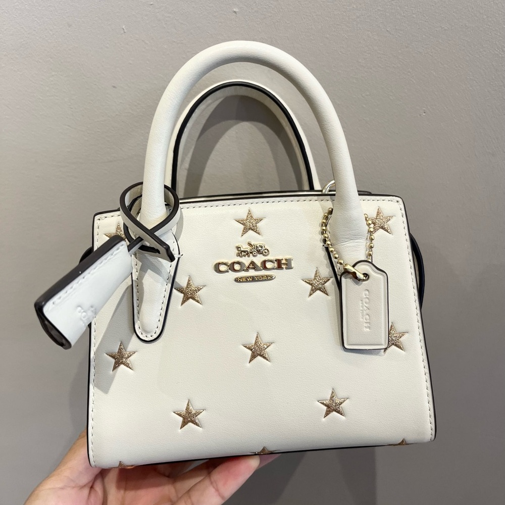 Coach White Mini Satchel with Gold Star Accents - Picture 4 of 8